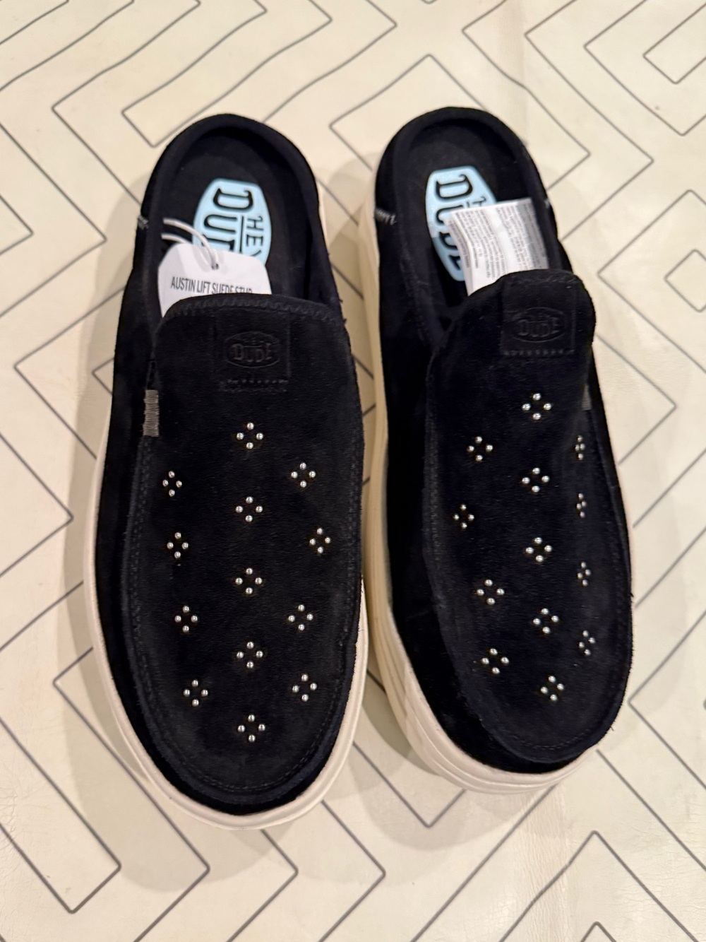 NWT Hey Dude Austin Lift Suede Stud Slip Ons - Picture 3 of 15